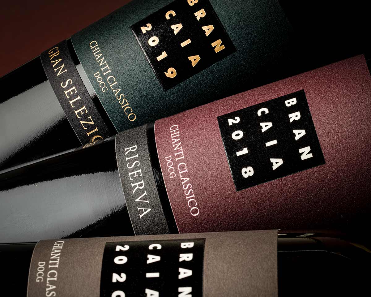 Bottles of three varieties of Brancaia Chianti Classico